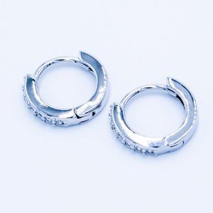 Zircon Silver Hoop Earrings